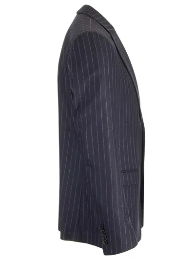 Shop Dolce & Gabbana Stripe Blue Flannel Blazer