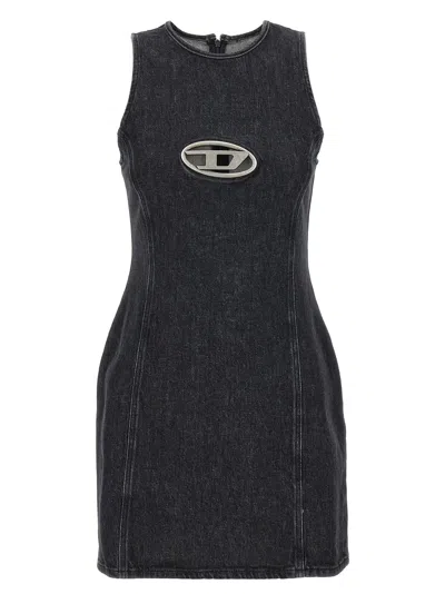 Diesel De-ferriz Logo Mini Dress In Black