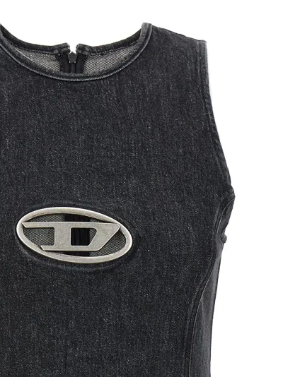 Diesel De-ferriz Logo Mini Dress In Black