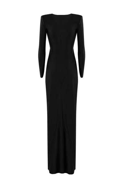 Shop Elisabetta Franchi Red Carpet Dress In Lycra In Black