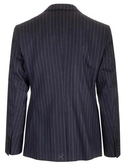 Shop Dolce & Gabbana Stripe Blue Flannel Blazer In Gessato