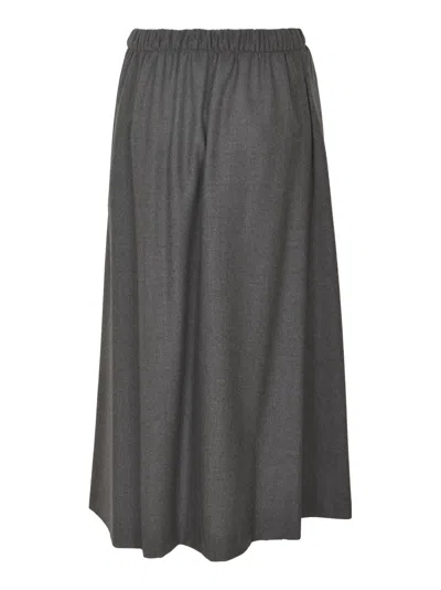 Kiltie Elastic Waist Plain Skirt In Grigio