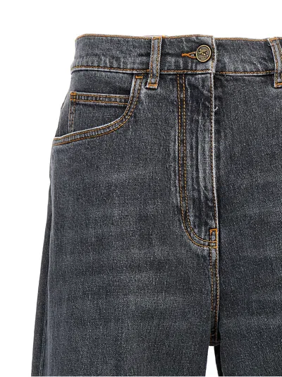 Etro Stretch Denim Baggy Fit Jeans In Multi