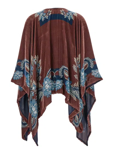 Shop Etro Velvet Cape In Multi