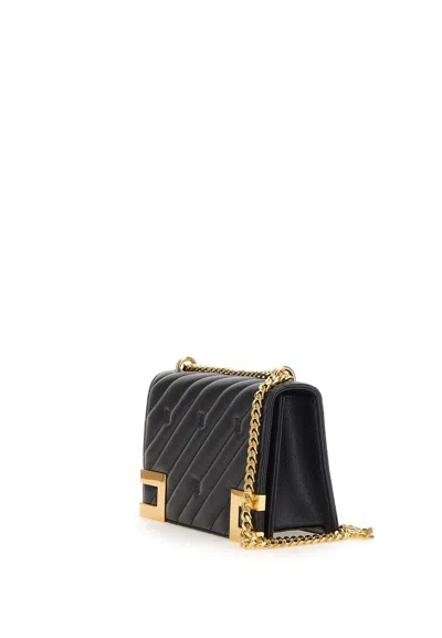 Shop Elisabetta Franchi Medium Quilted Chain-linked Crossbody Bag In Black