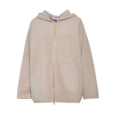 Shop Max Mara Zip-up Long-sleeved Hoodie In Nocciola