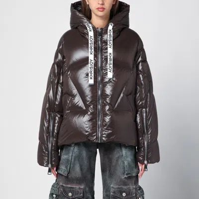 Khrisjoy Iconic Milano Down Jacket In Shiny Nylon In Beige