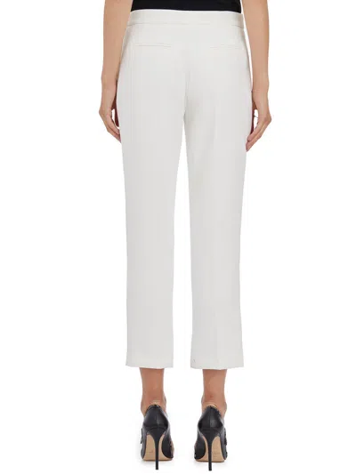 Shop Elisabetta Franchi Slits Cropped Crepe Trousers In Ivory