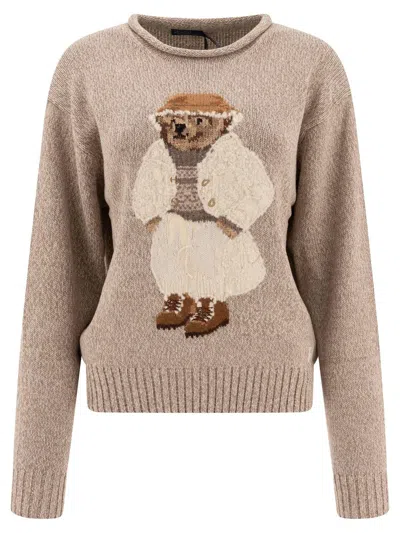 Shop Ralph Lauren Polo Bear Crewneck Jumper In Natural