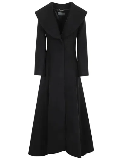 Shop Alberta Ferretti Single-breasted Pleated Coat In Black