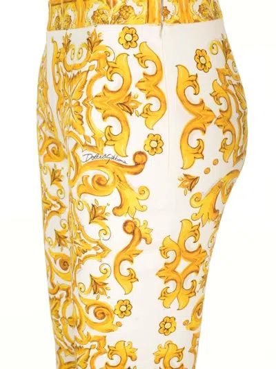 Shop Dolce & Gabbana Majolica Printed Flared Pants In Giallo/fantasia