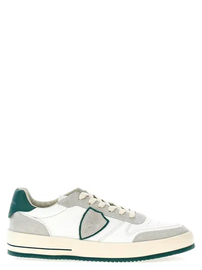 Shop Philippe Model Nice Low Sneakers In Bianco