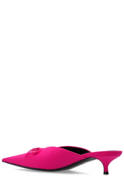 Balenciaga 40mm Knife Bow Nylon Blend Mules In Pink