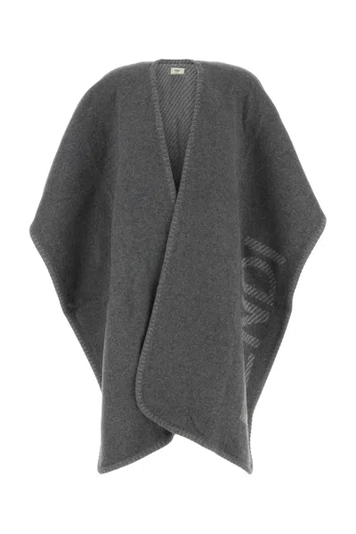 Fendi Grey Wool And Cashmere Poncho In Grey