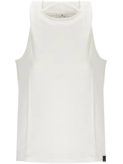 Shop Courrèges Logo Embroidered Hooded Tank Top In White