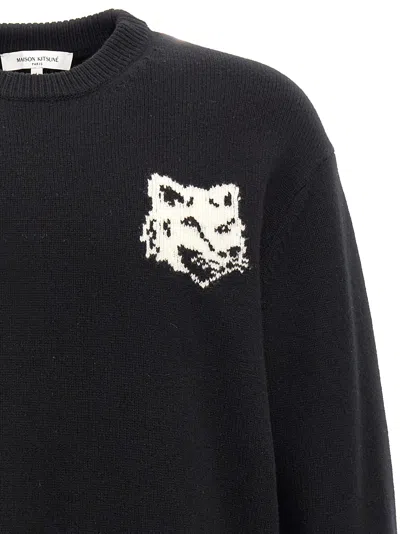 Maison Kitsuné Maison Kitsune Fox Head Intarsia Wool Jumper In Black
