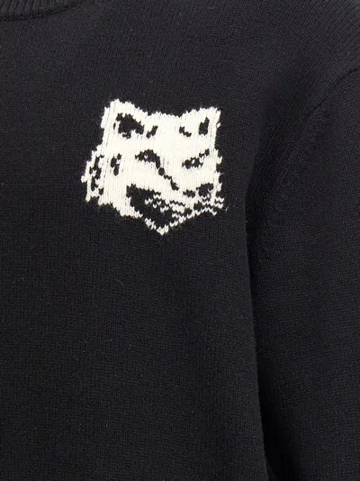 Maison Kitsuné Maison Kitsune Fox Head Intarsia Wool Jumper In Black