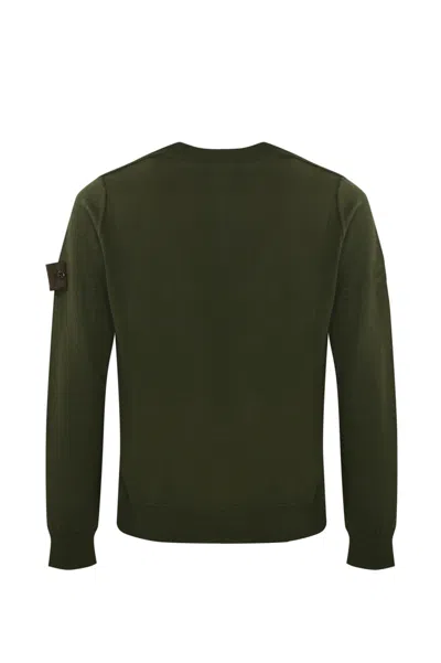 Shop Stone Island Ghost 566fc Light Pure Wool Sweater In Green