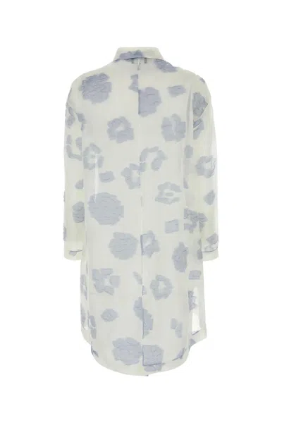 Giorgio Armani Embroidered Jersey Oversize Shirt In Gnawed Blue