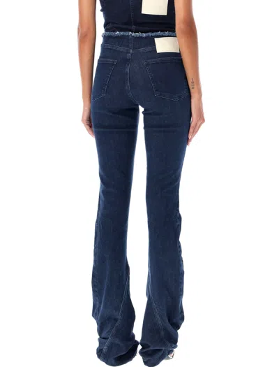 Ottolinger Women's Denim Raw Edge Draped Design Pants In Blue