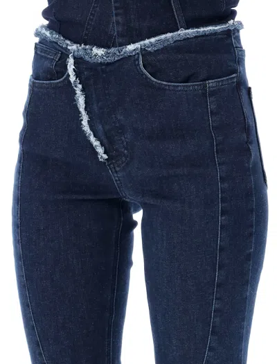 Ottolinger Women's Denim Raw Edge Draped Design Pants In Blue