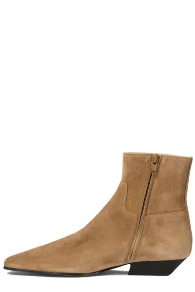 Khaite Square-toed Short Boots In Camel