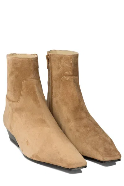 Khaite Square-toed Short Boots In Camel