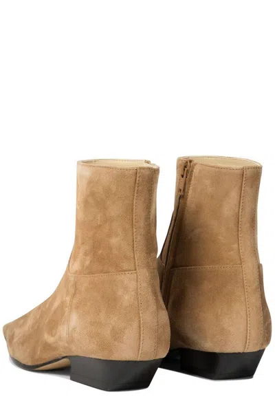 Khaite Square-toed Short Boots In Camel