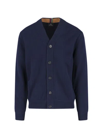 Shop Paul Smith V-neck Cardigan In Blue