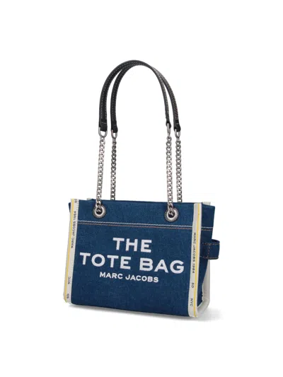 Shop Marc Jacobs The Denim Chain Small Tote Bag In Blue