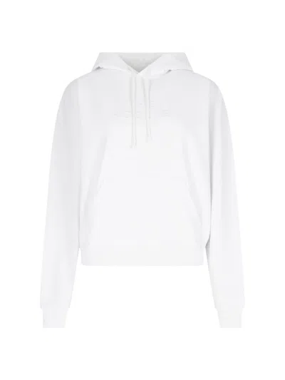 Marc Jacobs Embroidered Logo Hooded Sweatshirt In White