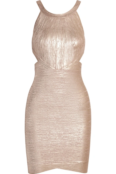 Herve Leger Cutout Metallic Bandage Mini Dress