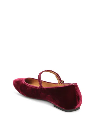 Shop Tod's Almond-toe Velvet Ballet Flats In Bordeaux