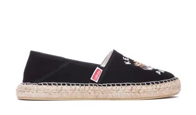 Kenzo Canvas Espadrilles With Logo Embroidery In Black