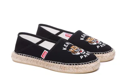 Kenzo Canvas Espadrilles With Logo Embroidery In Black