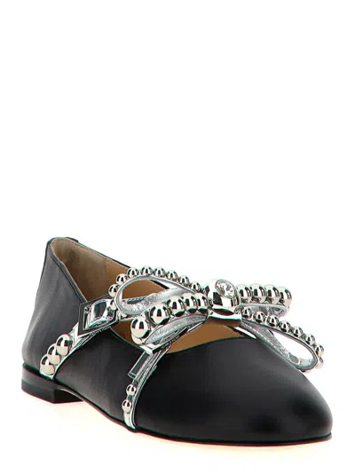 Mach &amp; Mach Crystal Studs Ballet Flats In Black