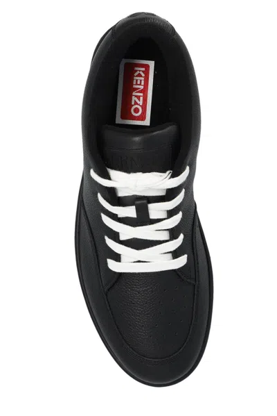 Kenzo Men's Dome Grained Leather Low-top Sneakers In Black