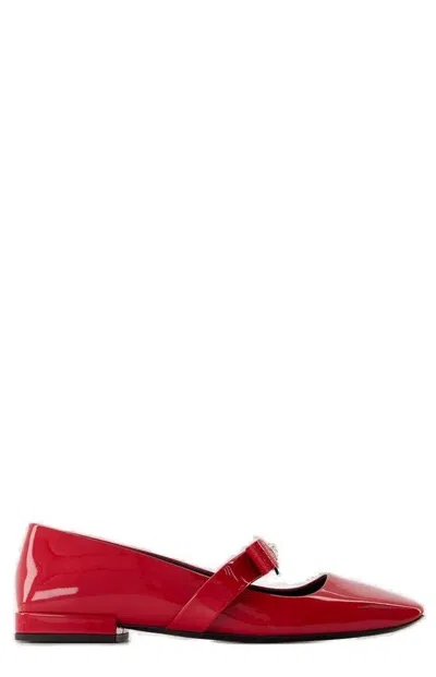 Versace Gianni Ribbon Ballerines In Red