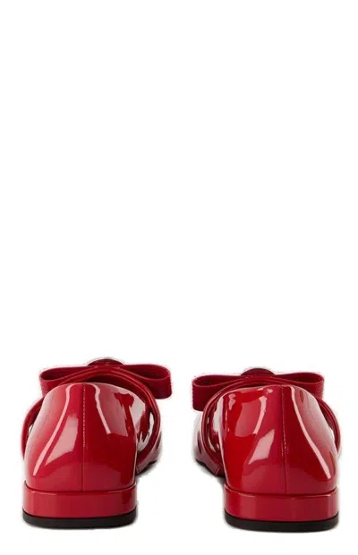 Versace Gianni Ribbon Ballerines In Red