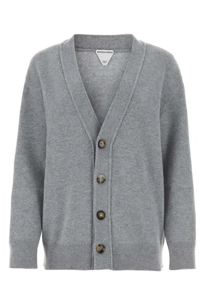 Shop Bottega Veneta Grey Stretch Cashmere Blend Cardigan