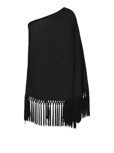 Taller Marmo One-shoulder Tassel Detail Short Dress In Black