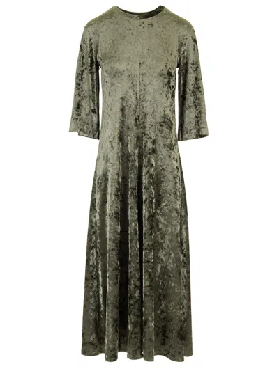 Forte Forte Long Velvet Olive Green Dress In Green