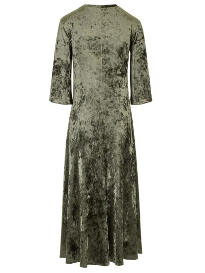 Forte Forte Long Velvet Olive Green Dress In Green