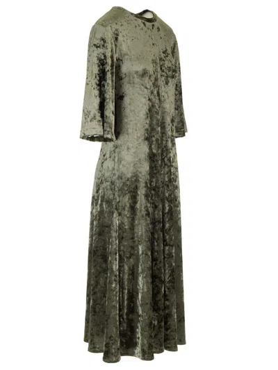 Forte Forte Long Velvet Olive Green Dress In Green