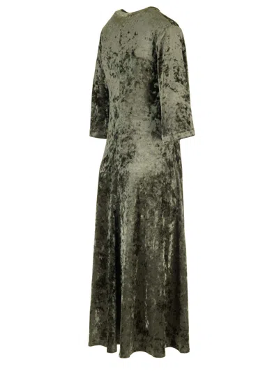 Forte Forte Long Velvet Olive Green Dress In Green