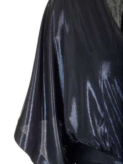 Norma Kamali Metallic Obie Maxi Dress In Blue