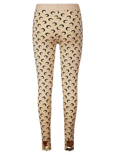 Shop Marine Serre Moon Printed Jersey Stirrup Leggings In Tan