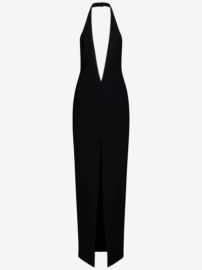 Monot Crepe De Soie Longue Robe In Black