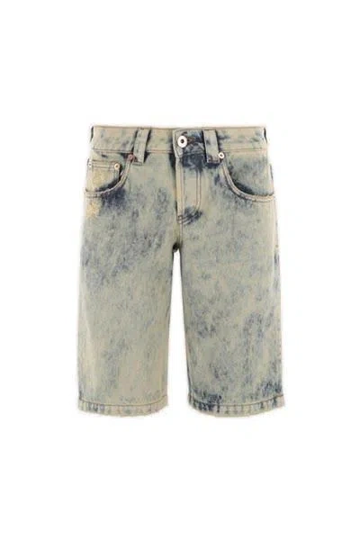 Vaquera Logo-patch Knee-length Denim Shorts In Light Denim