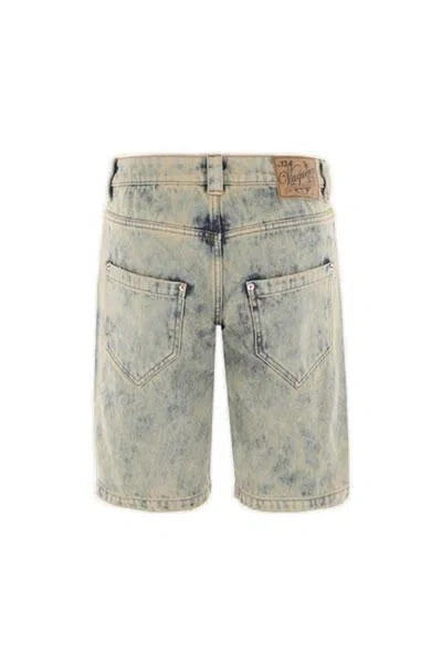 Vaquera Logo-patch Knee-length Denim Shorts In Light Denim